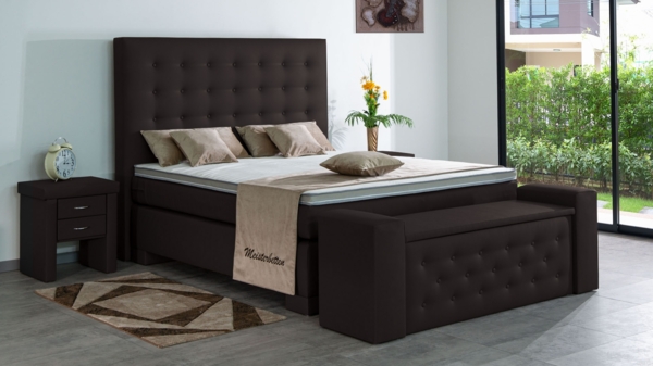 Meisterbetten Boxspringbett Kimm 240x220 in KL-Mocca, Matratzenbezug Nano, Ergoflex-Topper