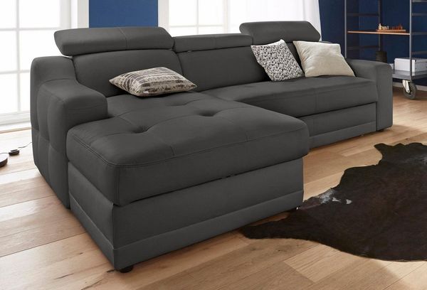 exxpo - sofa fashion Ecksofa Lotos, bequem und funktionell, L-Form, mit Kopf- bzw. Rückenverstellung, wahlweise mit Bettfunktion