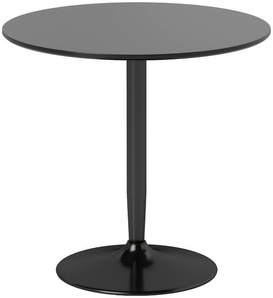 Esstisch für 2 Personen, runde Tischplatte Ø80 cm, MDF und Stahl, rutschfest, Schwarz, 75H cm