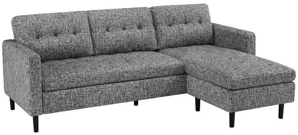 riess-ambiente Ecksofa STOCKHOLM 220 cm grau – 3-Sitzer, Strickstoff, Ottomane beidseitig, Einzelartikel 1 Teile, bequeme Eckcouch mit Federkern – ideal fürs Wohnzimmer & Gästezimmer