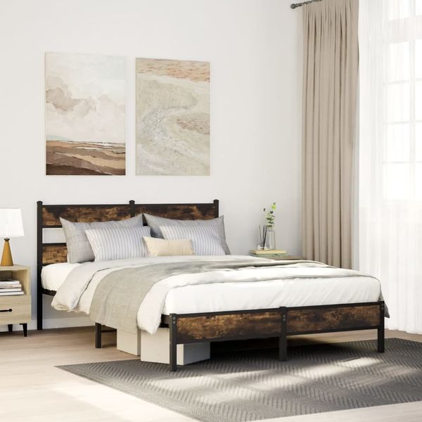 vidaXL Bettgestell ohne Matratze Räuchereiche 75x190 cm Holzwerkstoff 4017226