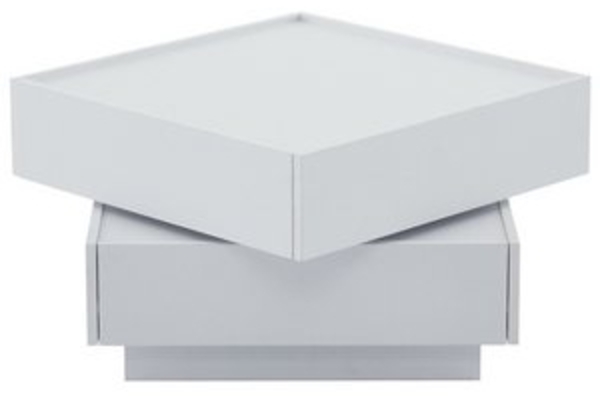 XDeer Couchtisch Couchtisch mit 2 Ablagen und Stauraum 360° Drehbar Tischplatte, Beistelltisch Wohnzimmertisch für Wohnzimmer 60*60*38 cm Weiß Bild 6