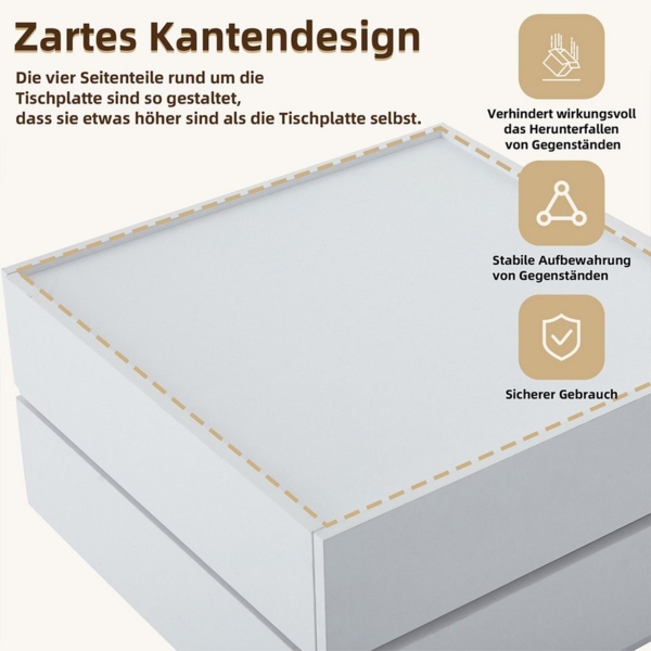 XDeer Couchtisch Couchtisch mit 2 Ablagen und Stauraum 360° Drehbar Tischplatte, Beistelltisch Wohnzimmertisch für Wohnzimmer 60*60*38 cm Weiß Bild 2