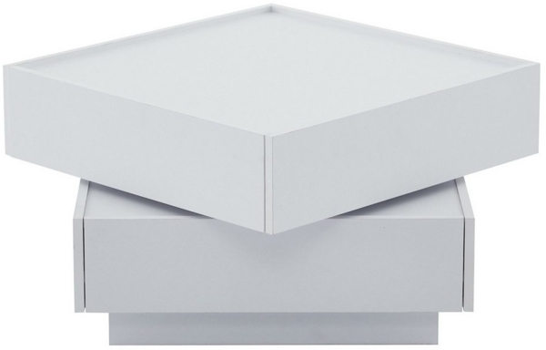 XDeer Couchtisch Couchtisch mit 2 Ablagen und Stauraum 360° Drehbar Tischplatte, Beistelltisch Wohnzimmertisch für Wohnzimmer 60*60*38 cm Weiß Bild 1