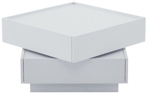 XDeer Couchtisch Couchtisch mit 2 Ablagen und Stauraum 360° Drehbar Tischplatte, Beistelltisch Wohnzimmertisch für Wohnzimmer 60*60*38 cm Weiß Bild 4