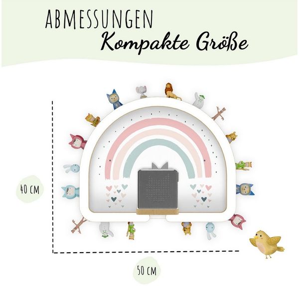 Holzura Kinderregal Tonie Regal Regenbogen mit magnetischem Rahmen für Toniefiguren