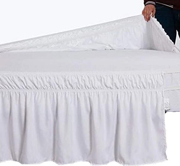 FELIXLEO Bettwäsche Bettrock zum Umwickeln Ruffled Solid Bed Rock Elastische 135*200+45cm