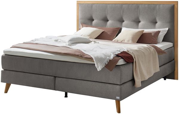 Marisol Boxspringbett grau Eiche MassivholzPolyester/Polyamid/Viskose 206cm x 208cm x 125cm