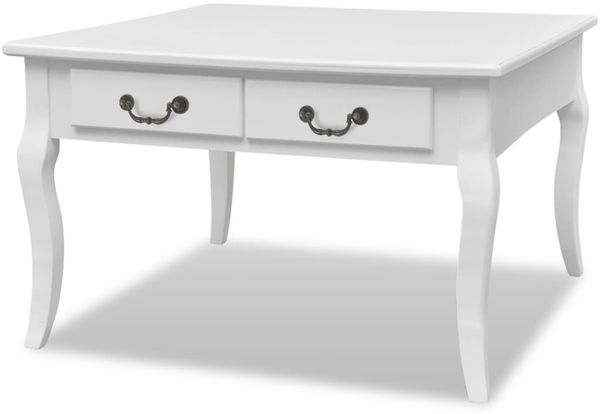 Couchtisch, Sofatisch mit 4 Schubladen Weiß