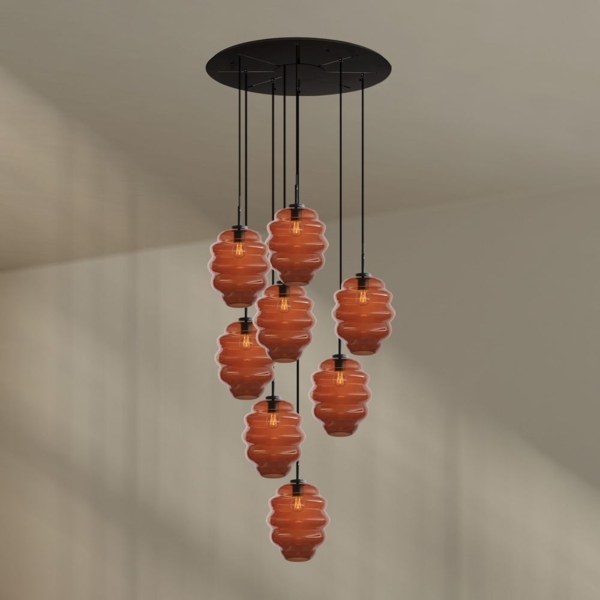 s.luce Echos Galerieleuchte 8-flammig Ø 80cm Baldachin Ø 25cm Braun, Schwarz