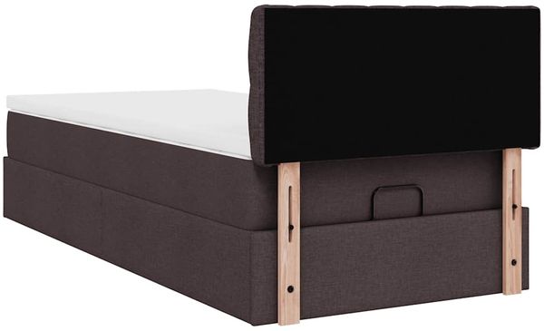vidaXL Ottomane Bett mit Matratze & LEDs Dunkelbraun 90x200 cm Stoff 3312363 Bild 12