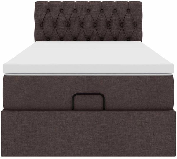 vidaXL Ottomane Bett mit Matratze & LEDs Dunkelbraun 90x200 cm Stoff 3312363 Bild 8