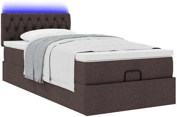 vidaXL Ottomane Bett mit Matratze & LEDs Dunkelbraun 90x200 cm Stoff 3312363 Bild 6