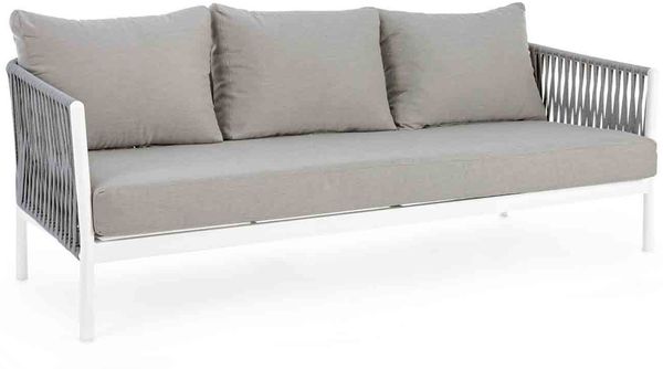 Gartensofa Aicenori aus Aluminium und Olefin, modern gepolstert, weiß, inkl. Kissen
