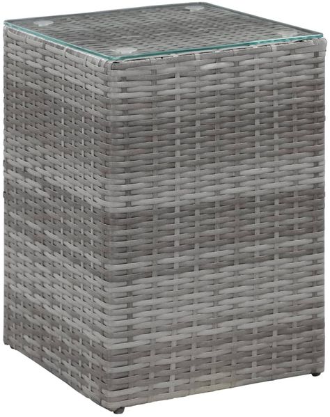 vidaXL Beistelltisch mit Glasplatte Grau 35 x 35 x 52 cm Poly Rattan 46983