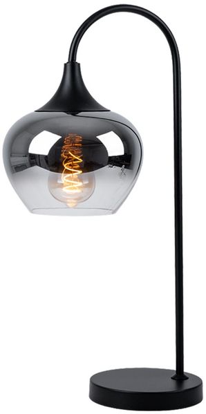 LED Tischleuchte, gebogen, Glas rauch, schwarz, H 54 cm
