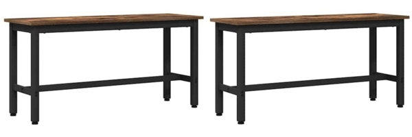 vidaXL Esstischbank 2 pcs Geräucherte Eiche 100 x 32,5 x 48,5 cm 873755