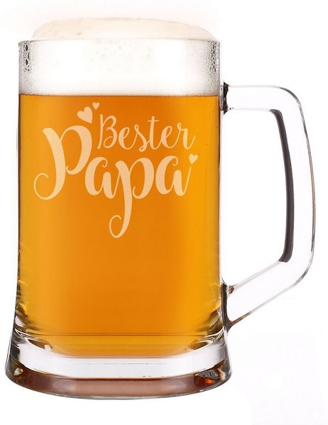 Herz & Heim Bierkrug für Väter mit Gravur - Bierglas als Geschenk zum Vatertag, Glas