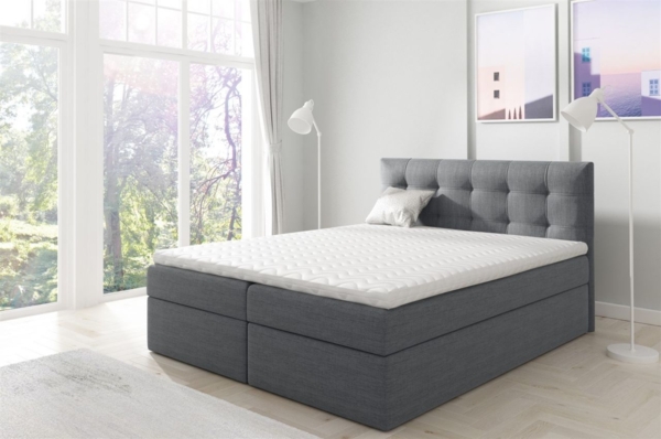 Boxspringbett OVIEDO 140x200 cm Stoff Dunkelgrau