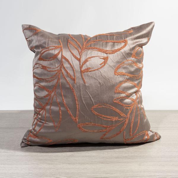 Kissen von Lysel - orange Blätterzweige Cabilao 38x38, reines Polyester Dekokissen