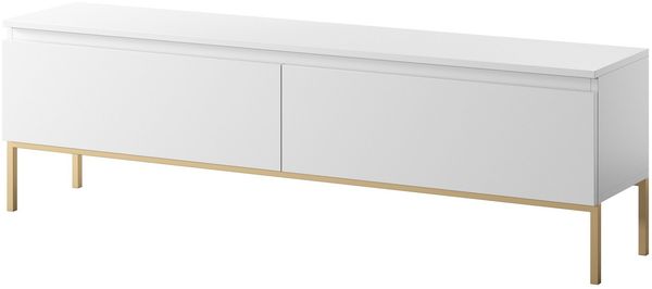 Selsey 'Bemmi' TV-Element, weiß mit goldenem Metallgestell, 46 x 150 x 32 cm