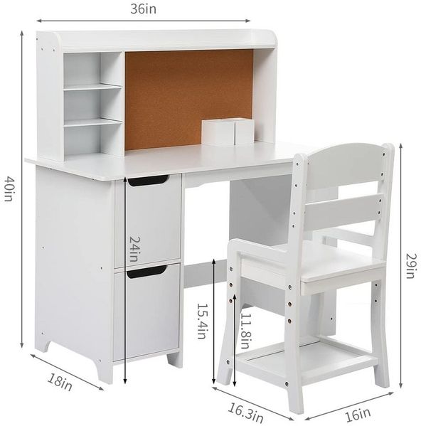 GarveeMore Schreibtisch Kinder Schreibtisch und Stuhl Set mit Bulletin Board und Aufbewahrung