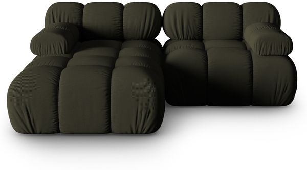 Micadoni Modulares Ecksofa Bellis 3-Sitzer Links 3D-Stoff Sonic Amazonas Grün