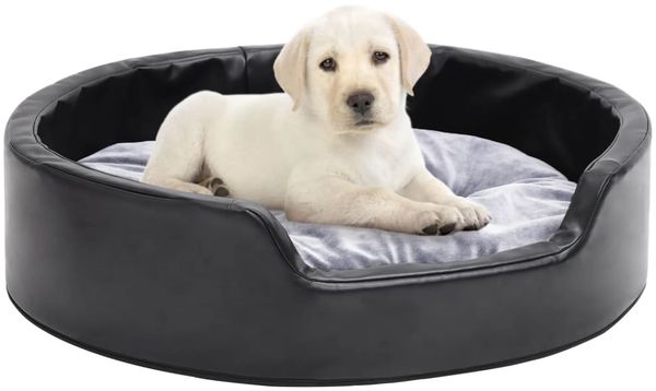 vidaXL Hundebett Schwarz-Grau 69x59x19 cm Plüsch und Kunstleder 171253
