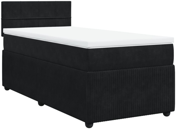 vidaXL Boxspringbett mit Matratze Schwarz 90x200 cm Samt 3287652