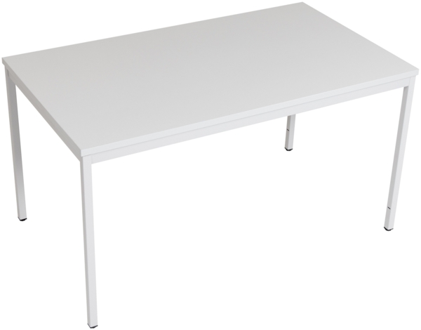 Furni24 Rechteckiger Universaltisch mit laminierter Platte, Metallgestell und verstellbaren Füßen, ideal im Homeoffice als Schreibtisch, Konferenztisch, Computertisch, Esstisch - Grau 160 x 80 x 75 cm