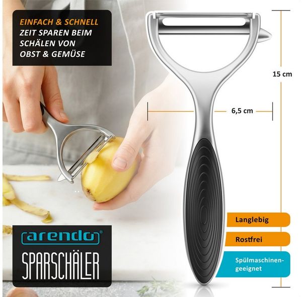Arendo Sparschäler Breiter Universalschäler für Obst, Gemüse & Spargel, Soft-Touch, (1-tlg), Pendelklinge, Ausstecher, rostfreier Edelstahl, spülmaschinenfest
