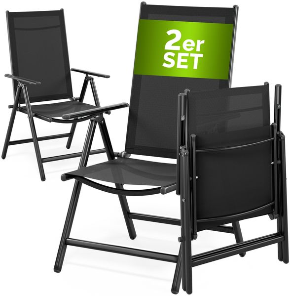 CASARIA® Aluminium Gartenstuhl Bern Klappbar Anthrazit 2er Set