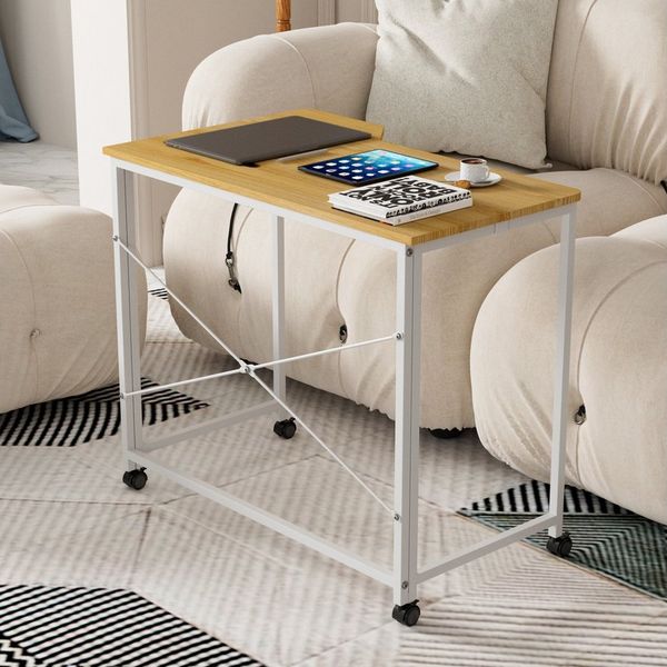 JEOBEST Klapptisch Schreibtisch, Computertisch mit Rollen, (1-St, 90x56cm) Platzsparend,mit Tablet Steckplatz