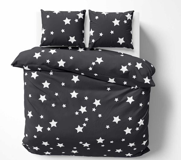 Mako Satin Bettwäsche big Stars anthrazit 135x200 + 80x80