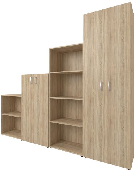 Büro-Set >Trio< in Sonoma-Eiche - 228 x 186,5 x 34,5 cm (BxHxT)