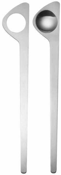 Stelton AJ Salatbesteck, 31cm, Designer Salatgabel- und Löffel, Edelstahl, AJ Cylinder Line, 023-1