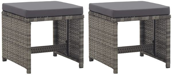 vidaXL Gartenhocker 2 Stk. mit Sitzkissen Poly Rattan Anthrazit 46419