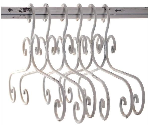 DESIGN DELIGHTS Garderobenständer Kleiderbügel 6er Set "AMELIE", Metall, weiß, 41 cm, Kleiderhaken