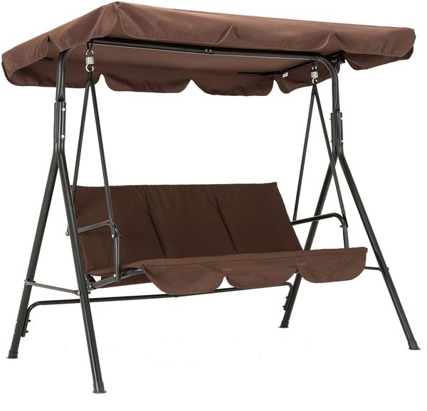 MCombo 3-Sitzer Hollywoodschaukel 8003, Polyestergewebe und Stahl, Braun 170 x 114 x 155 cm