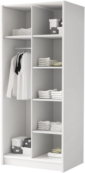 Drehtürenschrank Borton III, Kleiderschrank mit 2 Türen, Frontspiegel (Farbe: Schwarz) Bild 4