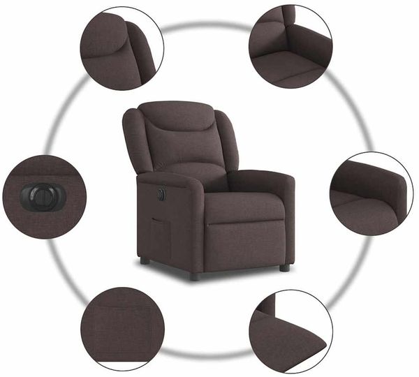 vidaXL Relaxsessel Elektrisch Dunkelbraun Stoff 3303179 Bild 10
