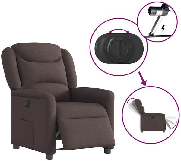vidaXL Relaxsessel Elektrisch Dunkelbraun Stoff 3303179 Bild 8