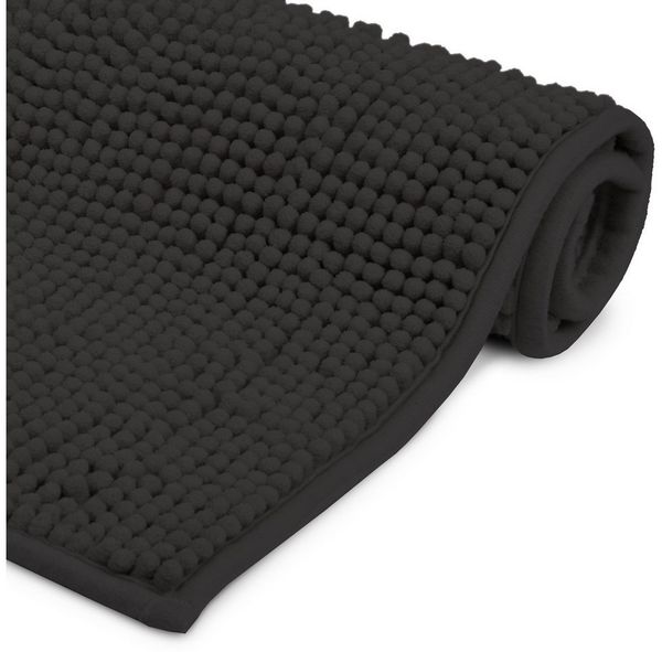 Beautissu Badematte rutschfest 60x50 cm – Duschvorleger Hochflor Badteppich rutschfest Waschbar Shaggy – Flauschig Badvorleger Badezimmerteppich – Badezimmer Badematte Schwarz BeauMare FL