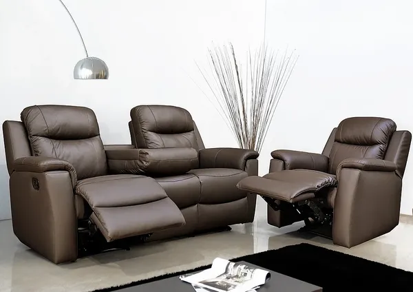 Vente-unique - Relaxsofa Leder 2-Sitzer - Elfenbeinfarben - EVASION