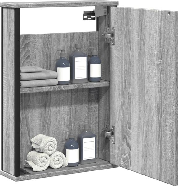 vidaXL Bad-Spiegelschrank Grau Sonoma 42x12x60 cm Holzwerkstoff 842434