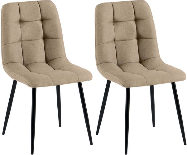 2er Set Esszimmerstuhl FIGAD - Stoff Taupe 45x55x84 cm | Essstühle Esszimmerstühle Küchenstühle Wohnzimmerstühle
