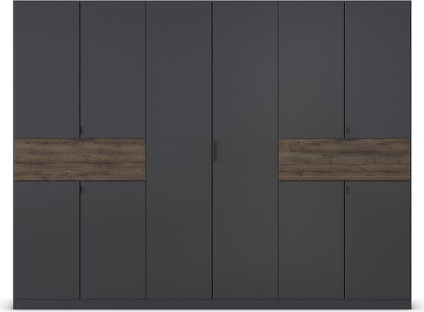 rauch Kleiderschrank, Drehtürenschrank TICAO, 10-türig, 2 Schubkästen, inkl. Türdämpferset, Grau metallic/Atlantik Oak dunkel, 271 x 210 x 54 cm Bild 2