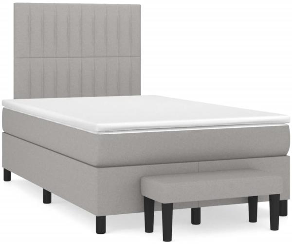 vidaXL Boxspringbett mit Matratze Hellgrau 120x190 cm Stoff 3270369