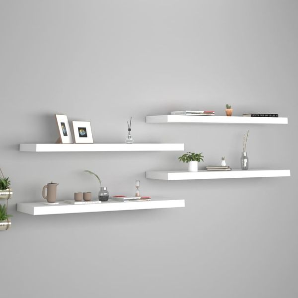 vidaXL Schweberegale 4 Stk. Weiß 90x23,5x3,8 cm MDF 323819