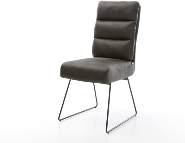 Esszimmerstuhl Pela-Flex Mikrofaser Anthrazit Vintage Kufengestell Schwarz Taschenfederkern